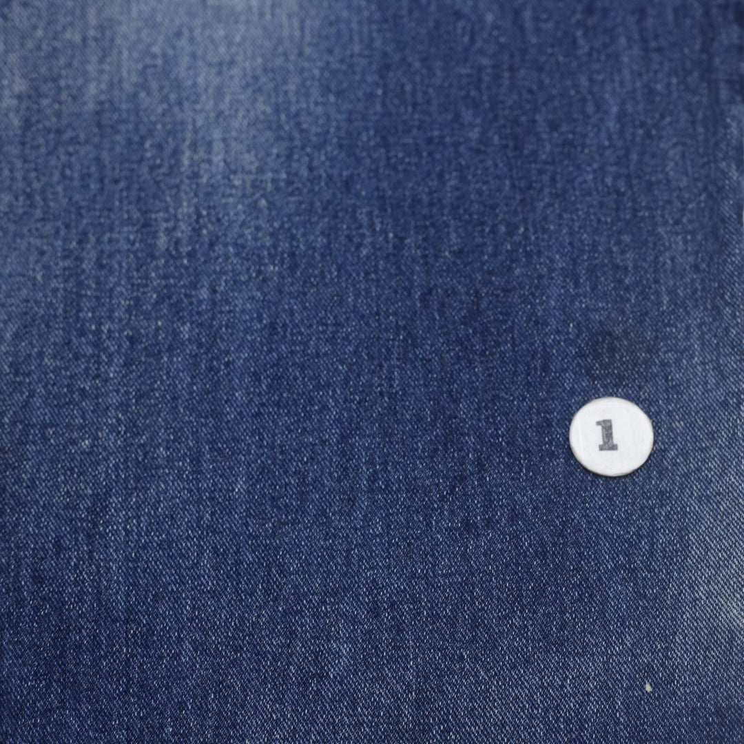 Y2K Mens FUBU Denim Jeans Washed Blue Straight Fit Embroidered 34