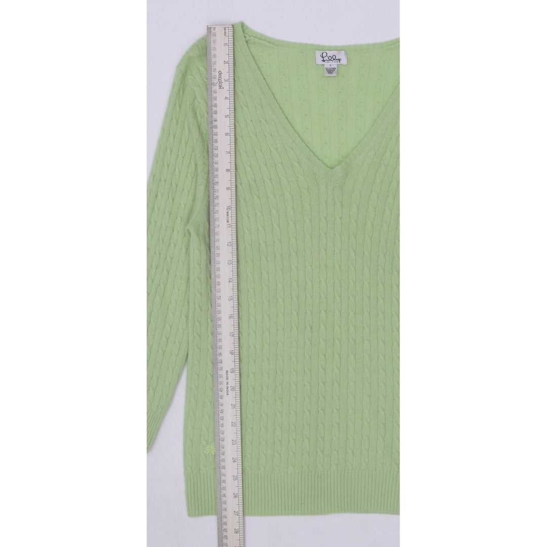 Ladies Lilly Pulitzer 100% Cashmere Cable Knit V-Neck Sweater