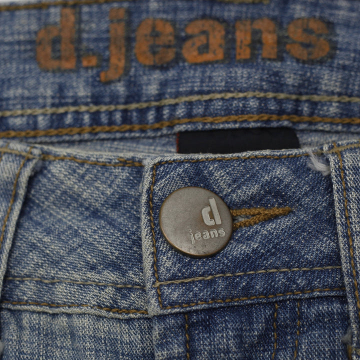 Y2K Ladies d.jeans Embroidered Floral Blue Flare Denim Jeans Size 4