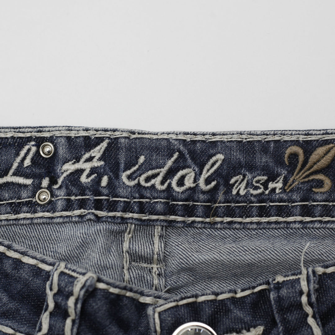 Y2K Ladies Embroidered Rhinestone Bootcut Jeans Size 5 | Migration_Jeans & Pants - Back View | Fashion Rerun