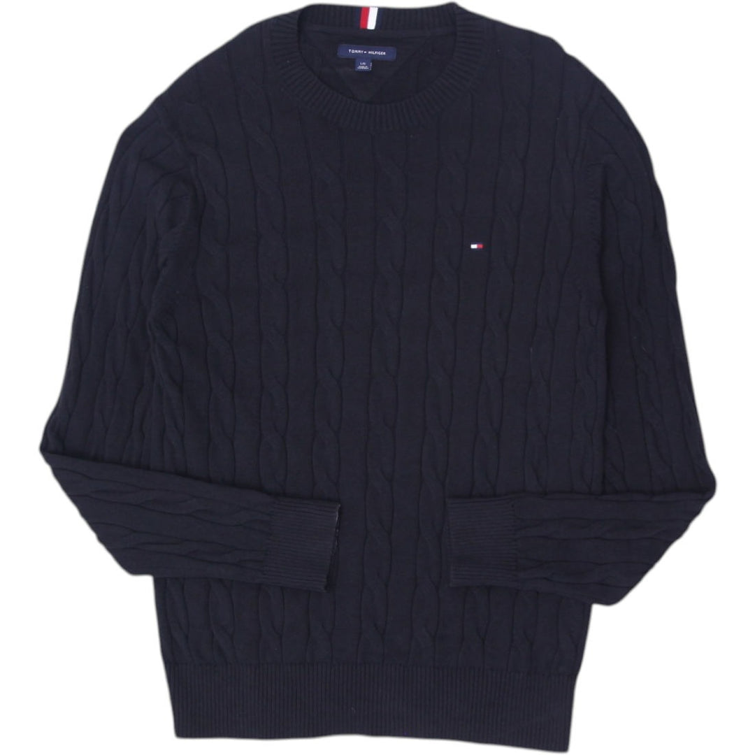 Mens Tommy Hilfiger Black Cable Knit Sweater Large | Migration_Jumper & Knitwear | Fashion Rerun