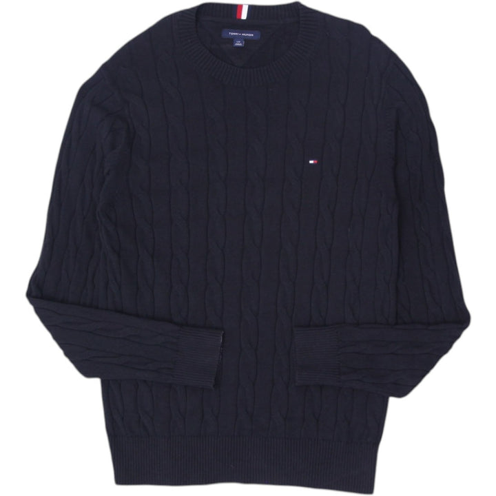 Mens Tommy Hilfiger Black Cable Knit Sweater Large | Migration_Jumper & Knitwear | Fashion Rerun