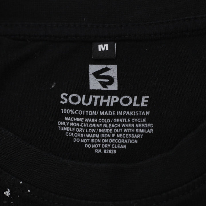 Y2K Mens Southpole Graphic T Shirt Black Y2K Grunge Skater All Over Print Size M