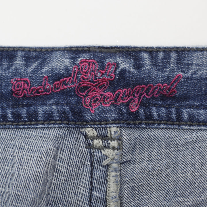 Y2K Ladies Rock and Roll Cowgirl Flare Jeans Blue Low Rise Size 29X34