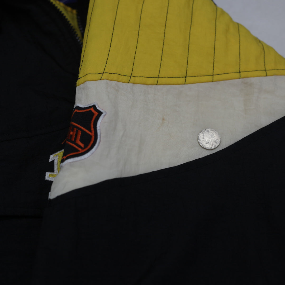 Vintage Starter NHL Pittsburgh Penguins Quilted Quarter Zip Hooded Jacket Size M - Fashion Rerun Vintage Migration_Jacket
