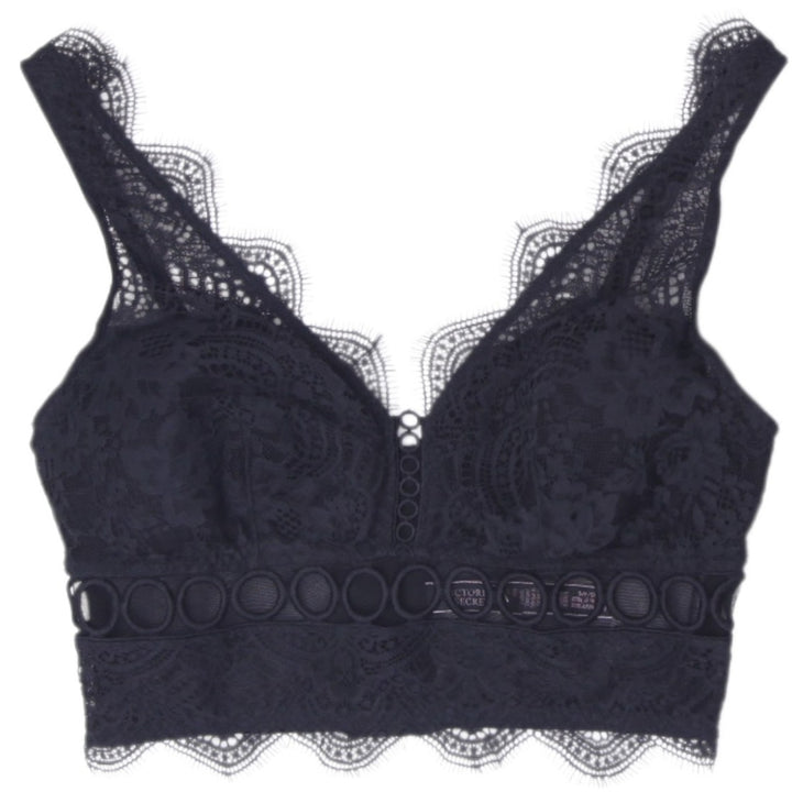 Y2K Ladies Victoria's Secret Black Floral Lace Bralette Crop Top Size S