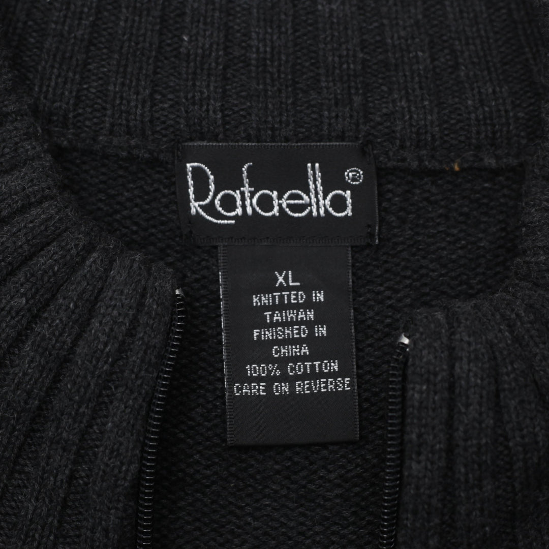 Mens Rafaella Cardigan Gray Full Zip Mockneck Knitted Sweater Size XL