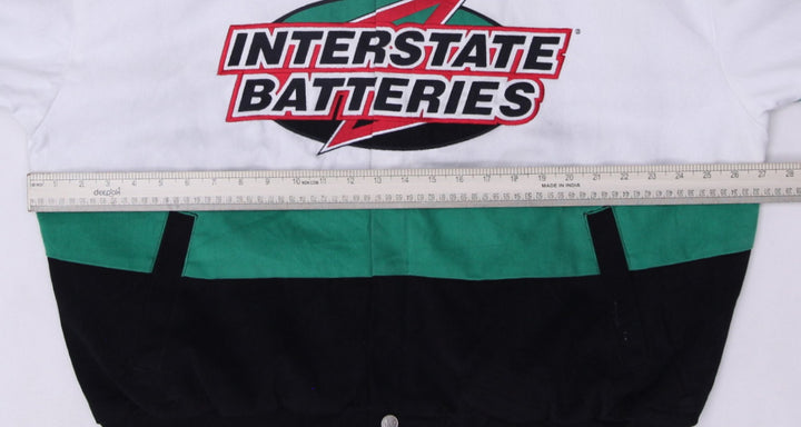 Mens Chase Authentics Racing Jacket White Green Black Pockets Logo