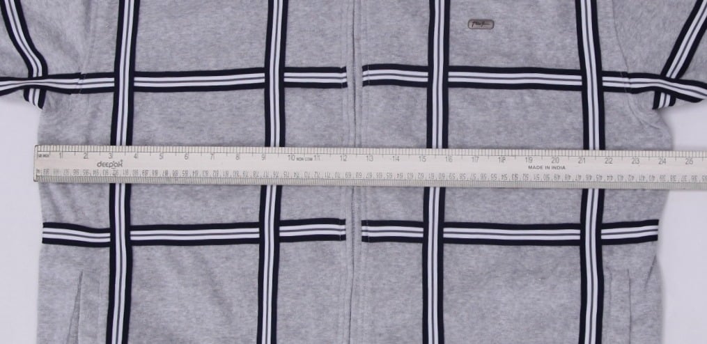 Y2K Mens Phat Farm Polo Gray Checkered Zip Up Velour Jacket L