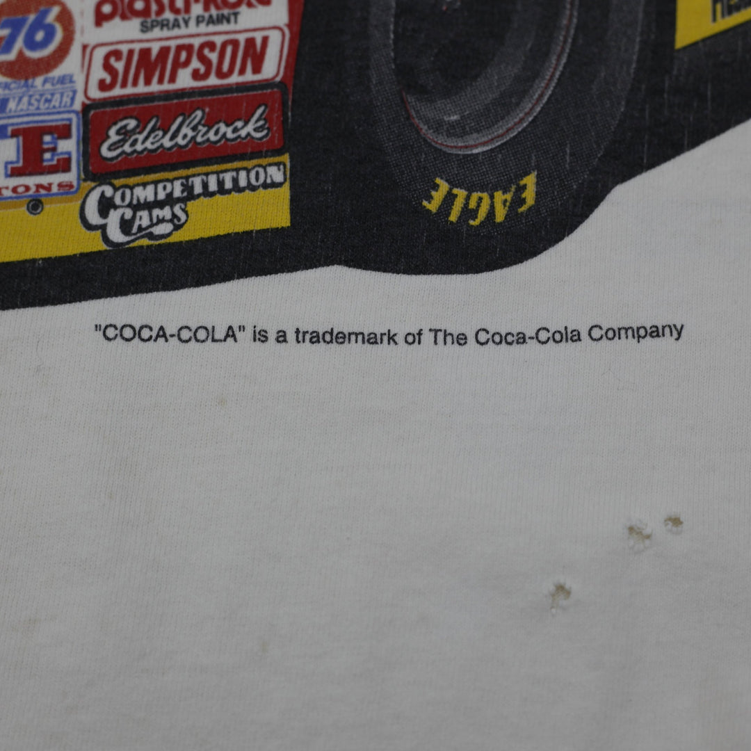 Vintage Mens Tultex NASCAR T-Shirt White Graphic Racing 1999 Bill Elliott