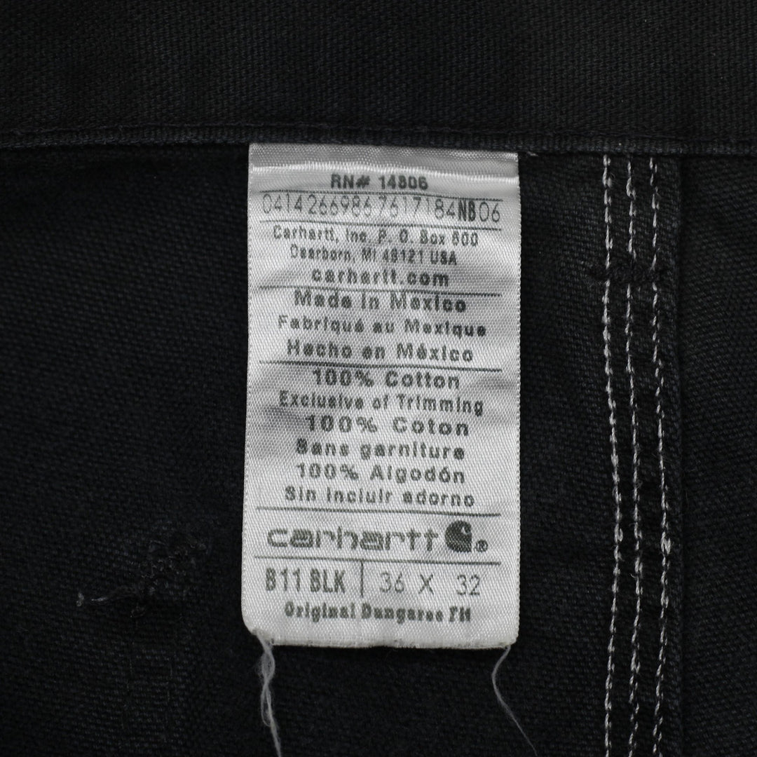 Mens 2014 Carhartt B11 BLK Carpenter Pants Canvas Dungarees Loose 36x32