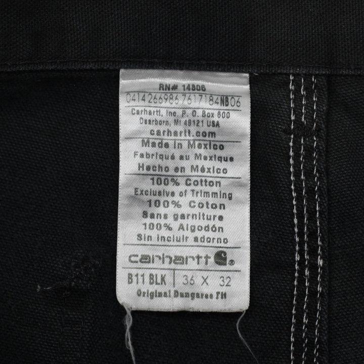 Mens 2014 Carhartt B11 BLK Carpenter Pants Canvas Dungarees Loose 36x32