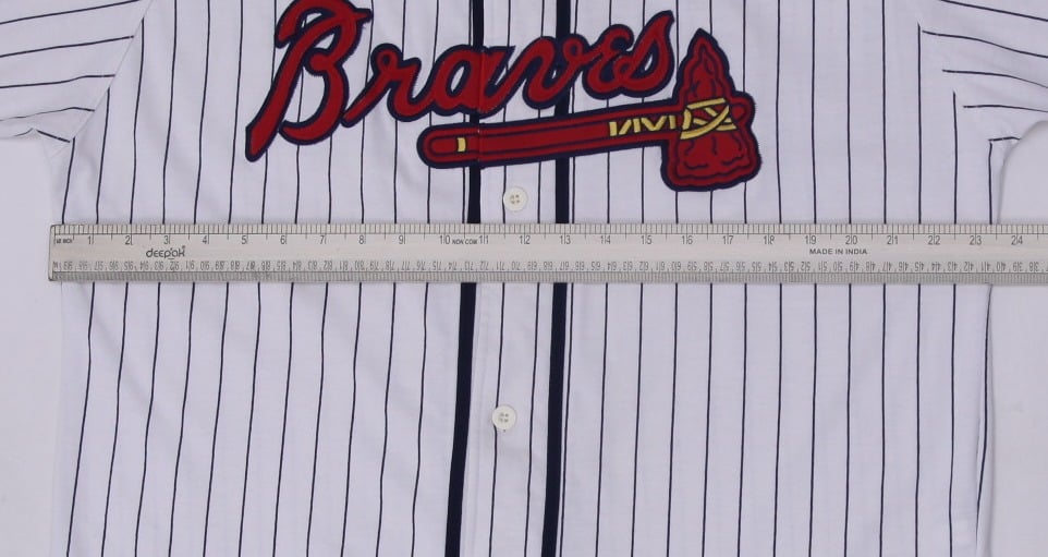 Vintage 1990s Atlanta Braves Baseball Pinstriped Button Jersey XL | Migration_Jerseys - View 6 | Fashion Rerun