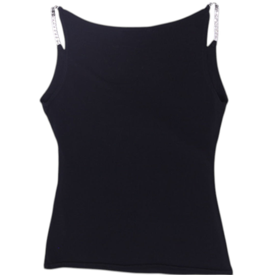 Y2K Ladies Strappy Sleeveless Black Tank Top Size 34 | Migration_Y2K Tops - Side View | Fashion Rerun