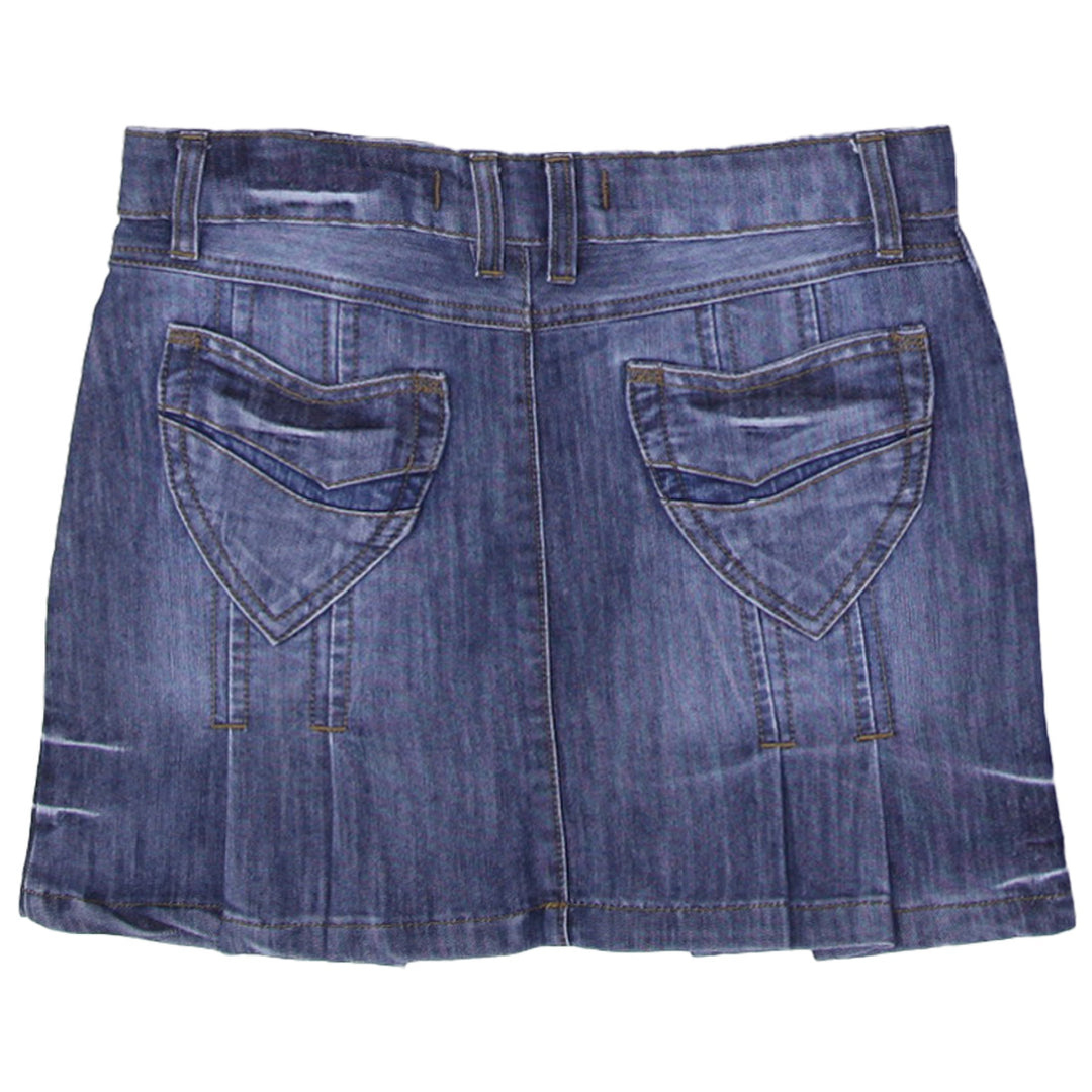 Y2K Ladies Pleated Denim Mini Skirt