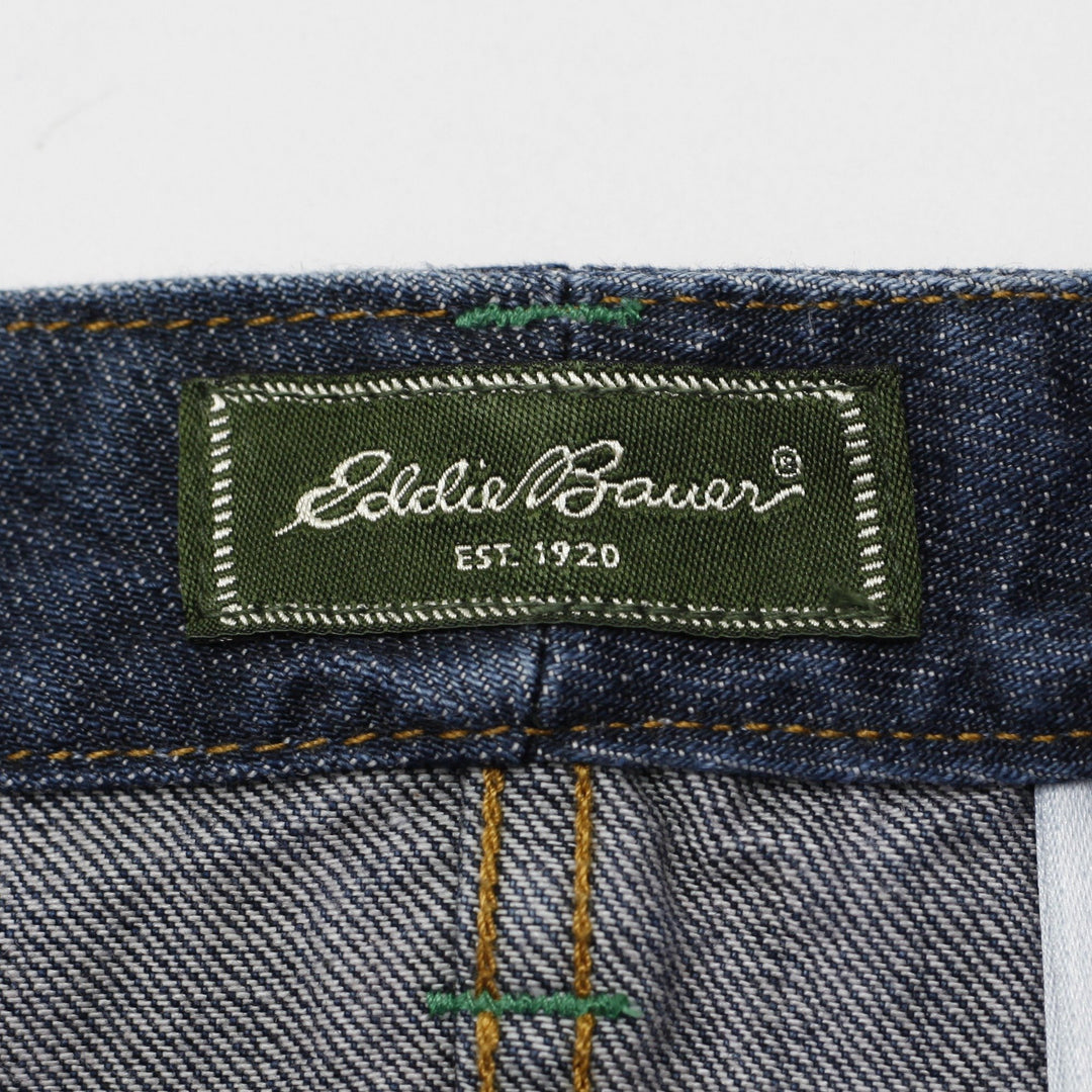 Y2K Ladies Eddie Bauer Dark Wash Paneled Denim A-Line Midi Skirt