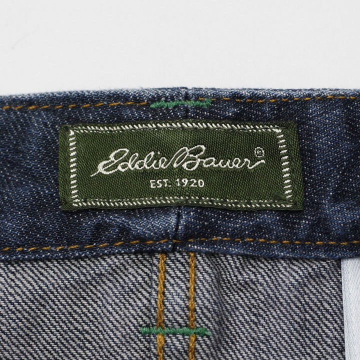 Y2K Ladies Eddie Bauer Dark Wash Paneled Denim A-Line Midi Skirt