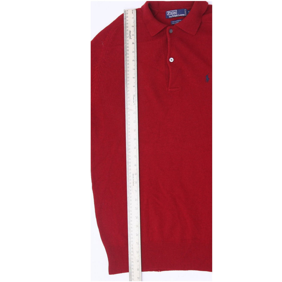 Vintage Polo By Ralph Lauren 100% Lambswool Polo Long Sleeve Sweater