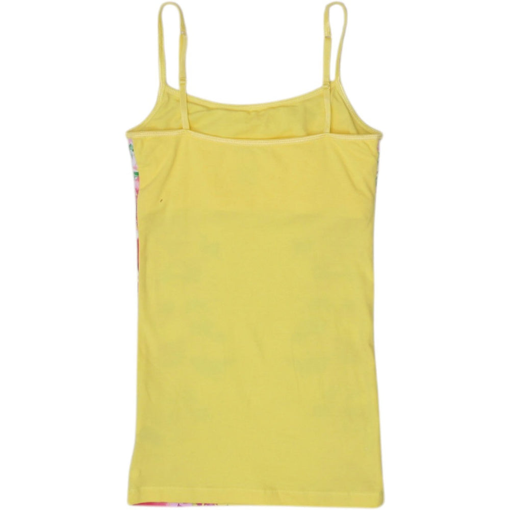 Y2K Ladies Floral Yellow Sleeveless Tank Top Size XS | Migration_Tops - Side View | Fashion Rerun