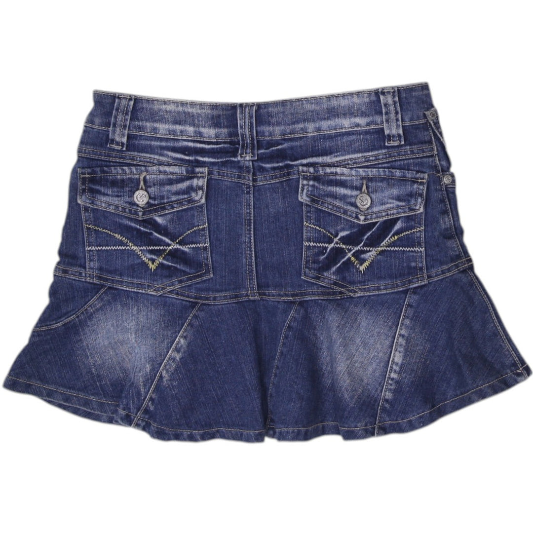 Y2K Ladies MOSNOVA Denim Blue Flared Mini Skirt  Size M
