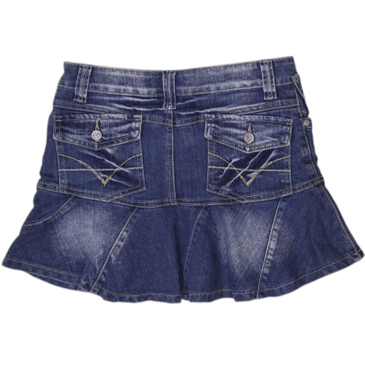Y2K Ladies MOSNOVA Denim Blue Flared Mini Skirt  Size M