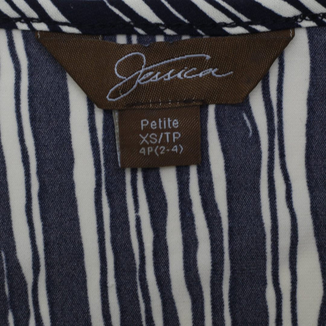 Y2K Ladies Jessica Striped O-Ring V-Neck Top Size Petite XS / 4P