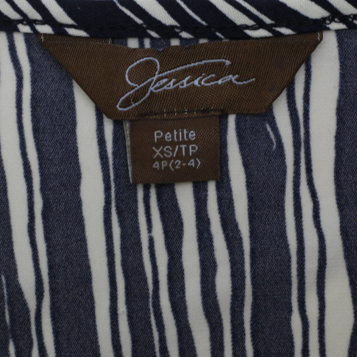 Y2K Ladies Jessica Striped O-Ring V-Neck Top Size Petite XS / 4P