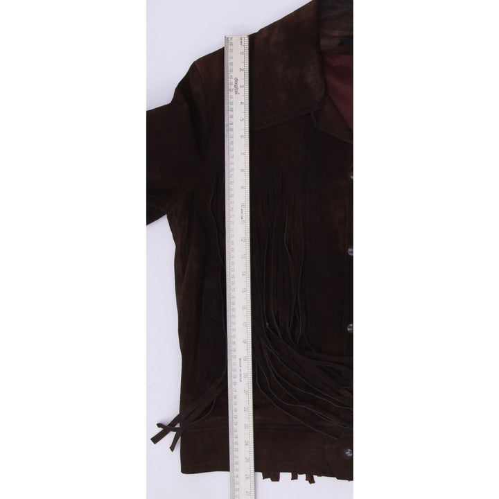 80's Perfect Dark Brown Suede Fringed Leather Antique jackets