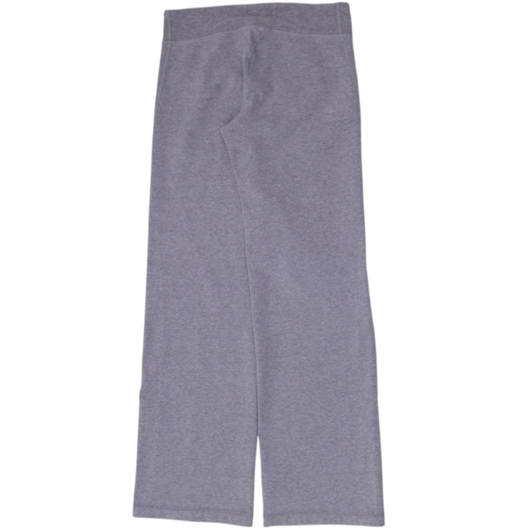 Ladies Lululemon Heather Grey Drawstring Pants Green Logo Straight Leg Sweatpants