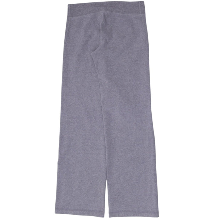 Ladies Lululemon Heather Grey Drawstring Pants Green Logo Straight Leg Sweatpants