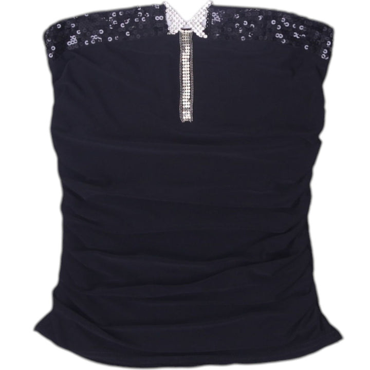 Y2K Ladies Black Strapless Top Rhinestone Sequin Detail | Migration_Y2K Tops | Fashion Rerun