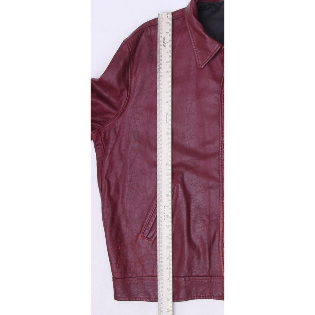 Vintage Leather Varsity Jacket Maroon Football Patched | Migration_Jackets - View 11 | Fashion Rerun
