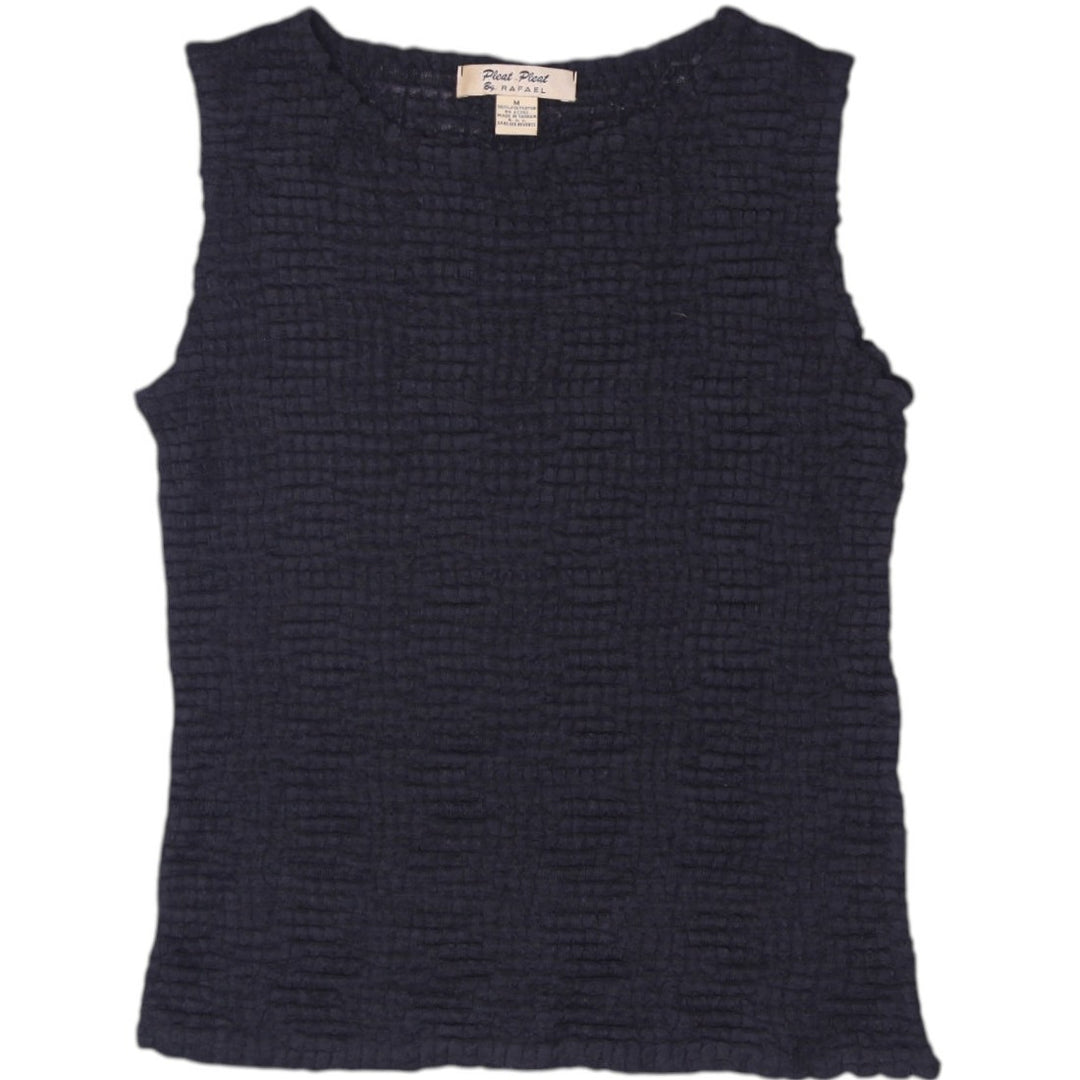Y2K Ladies Pleat Pleat by Rafael Micro Pleated Tank Top Size M