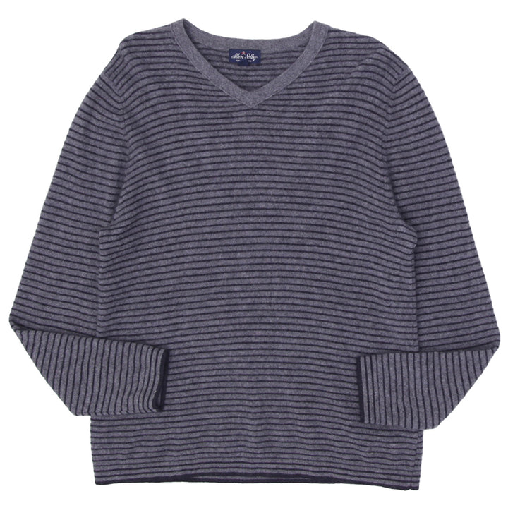 Mens Allen Solly 100% Cashmere Striped V-Neck Sweater