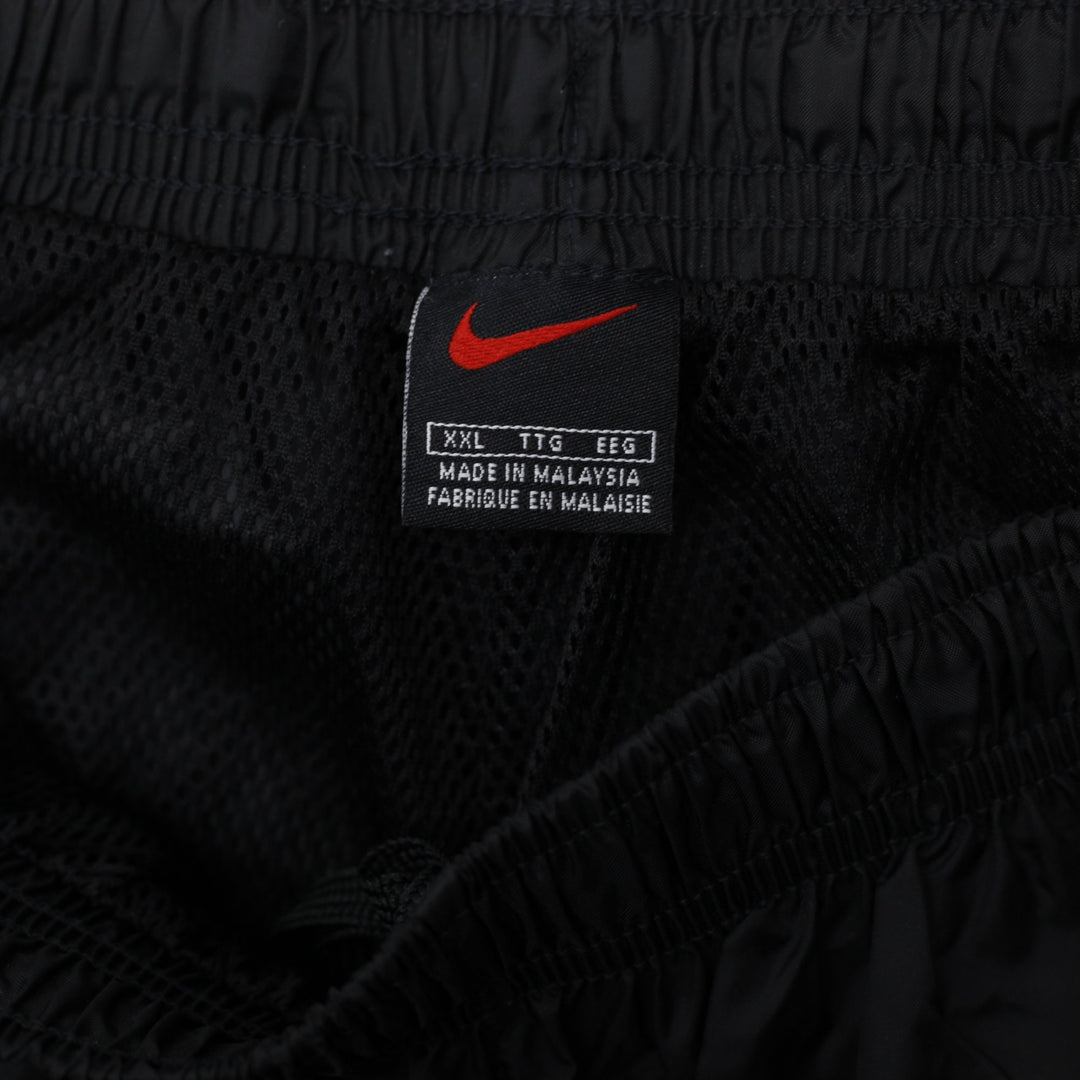 Vintage Mens Embroidered Nike Logo Black Nylon Track Pants