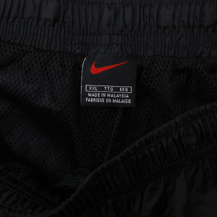 Vintage Mens Embroidered Nike Logo Black Nylon Track Pants