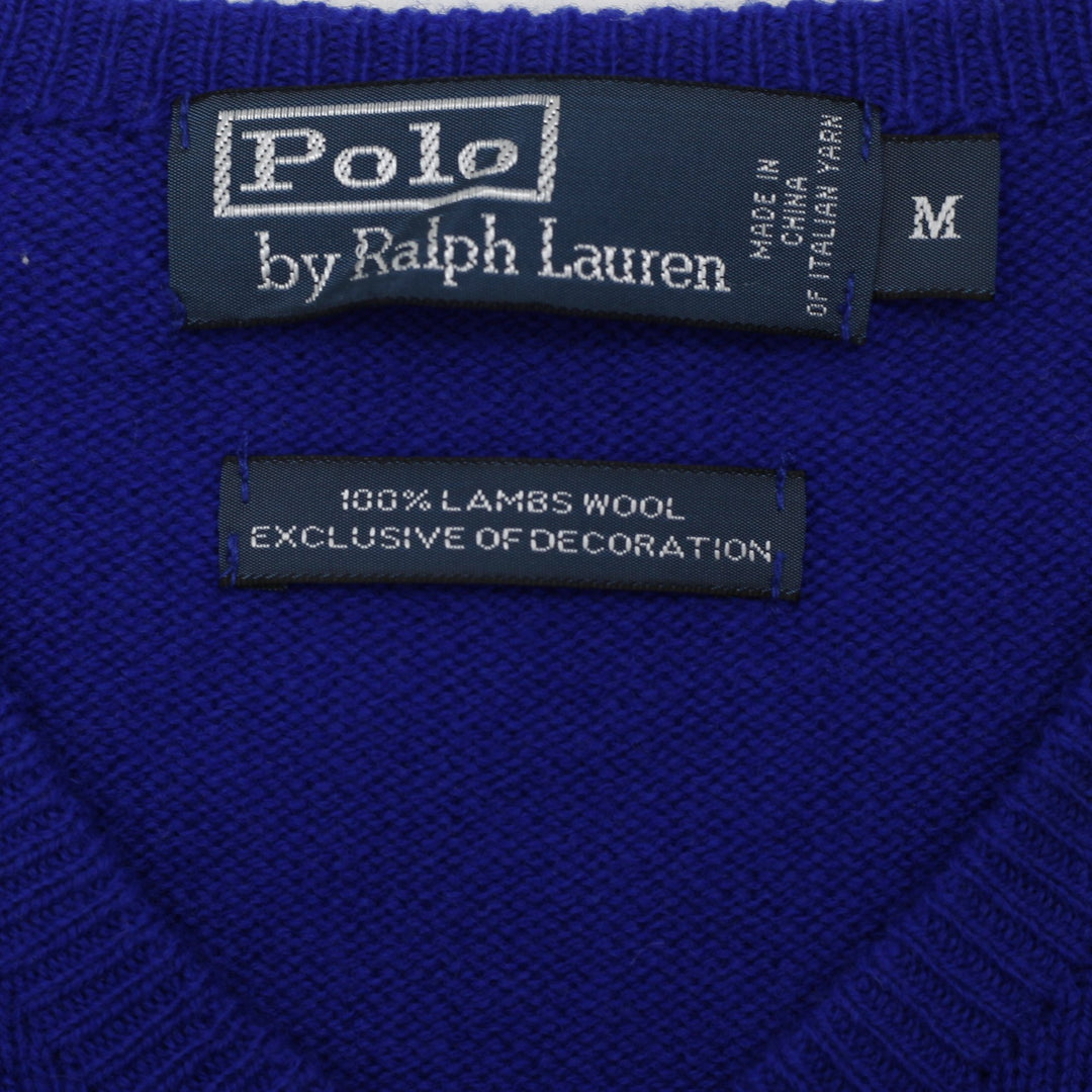 Vintage Polo By Ralph Lauren 100% Lambs Wool V-Neck Sweater