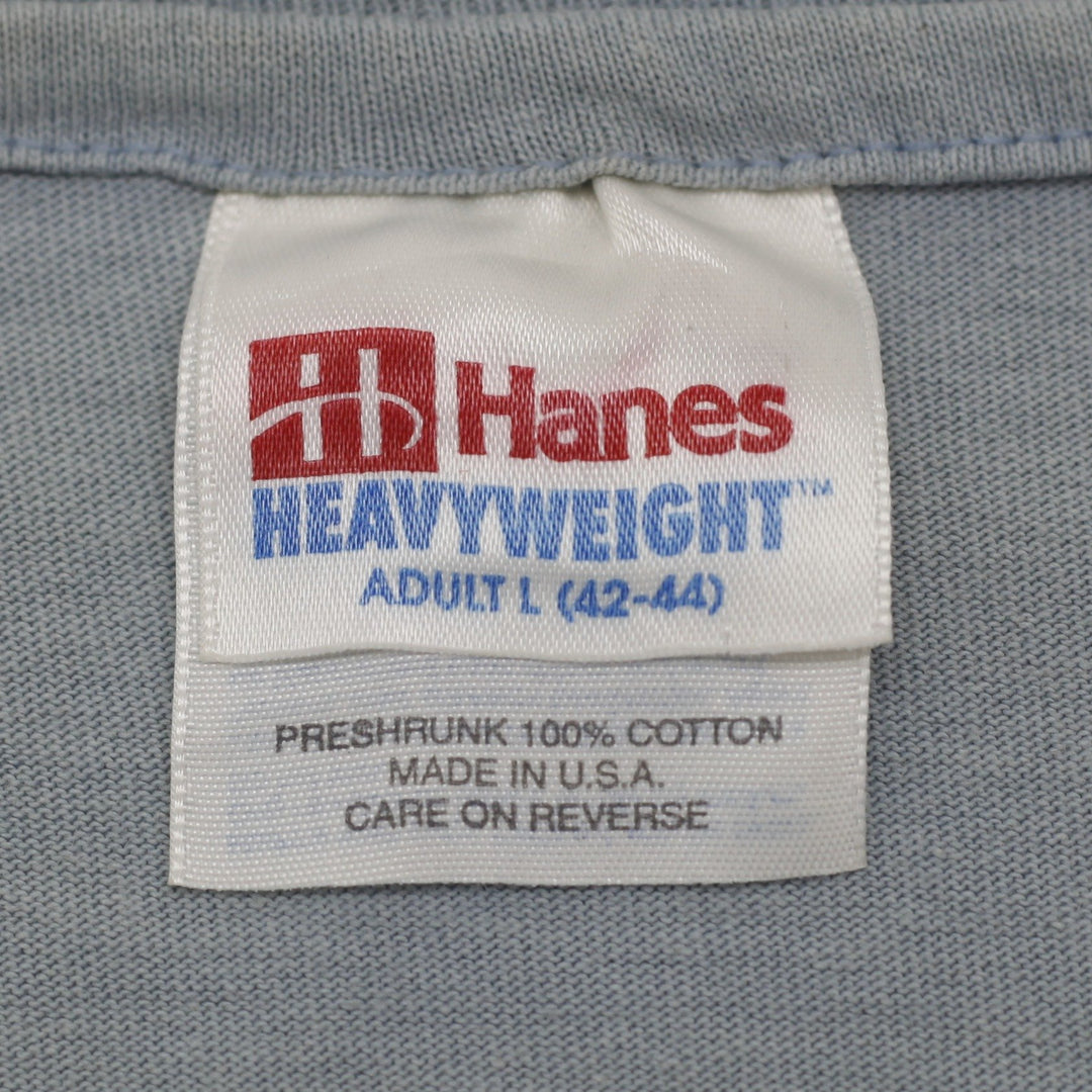 Vintage Mens Hanes T-Shirt Blue Olympic Graphic Cotton S. Stitch Size L