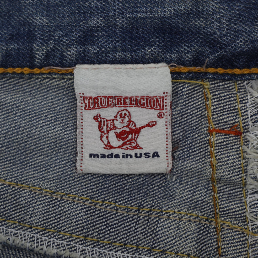 Y2K Mens True Religion Joey Flap Pocket Blue Denim Jeans Size 36x33