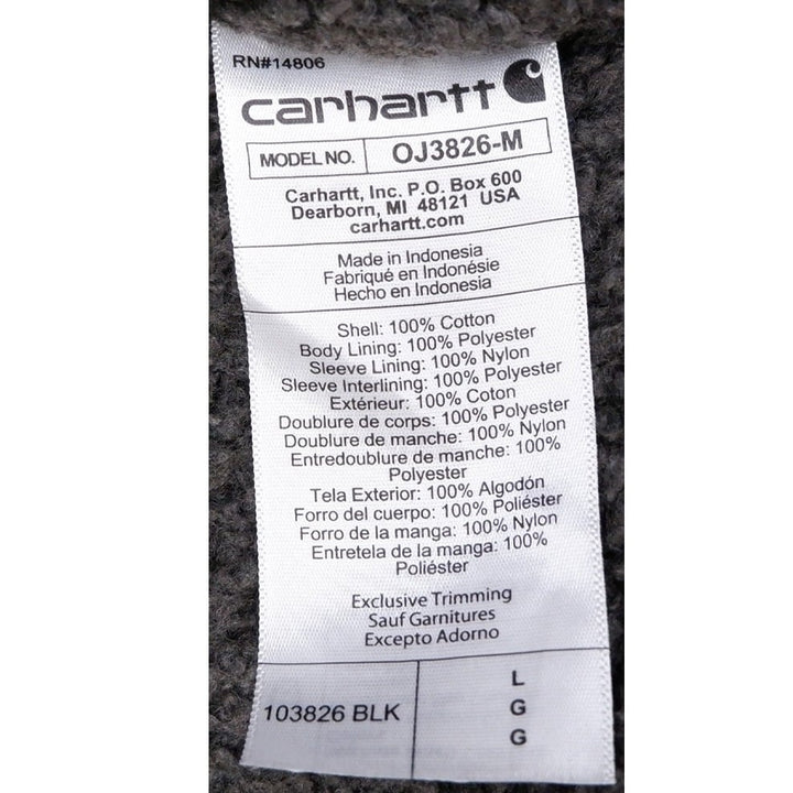 Mens Carhartt 103826 BLK Jacket Black Hooded Workwear Fleece Lining