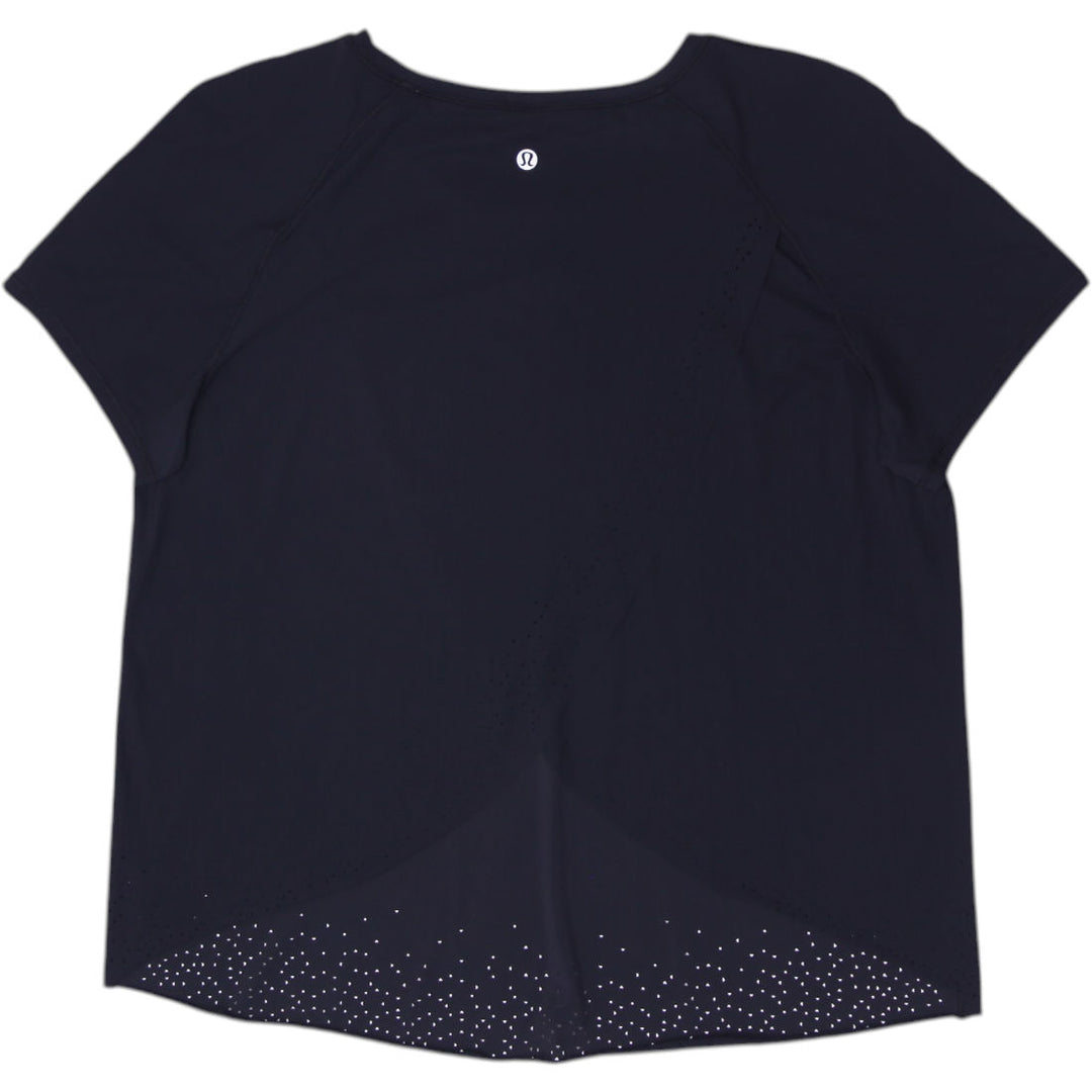 Ladies Lululemon Short-Sleeve Training T-Shirt Laser Cut Perforated Hem Black