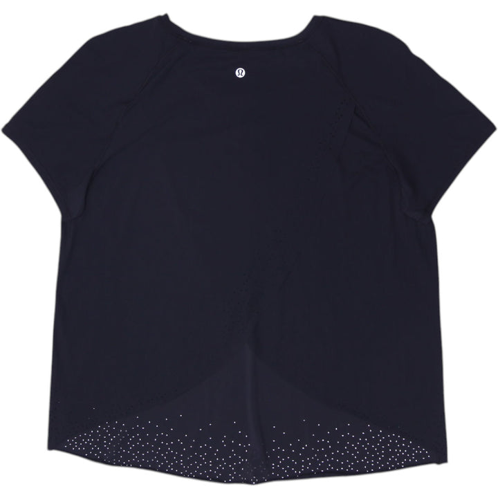 Ladies Lululemon Short-Sleeve Training T-Shirt Laser Cut Perforated Hem Black