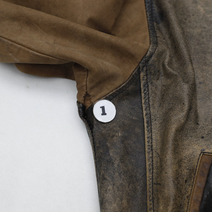 Vintage Gas House Gang 66 Champs Brown Leather Jacket L | Migration_Jackets - Detail View | Fashion Rerun
