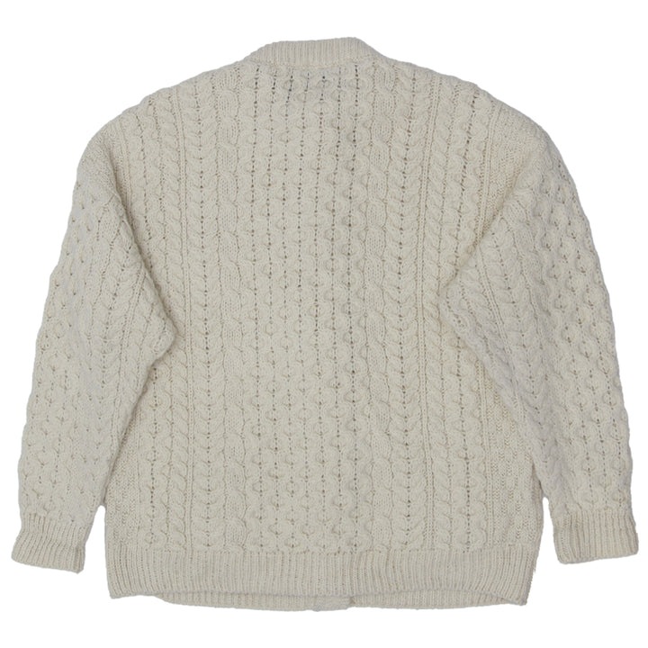 Vintage A.S Cooper Irish Wool Cable Knit Cardigan - Made In Ireland Size L - Fashion Rerun Vintage Migration_Sweaters