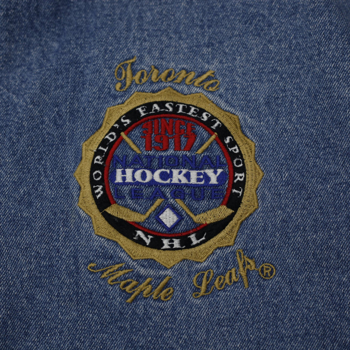 Vintage Mens Chalk Line Varsity Jacket Blue NHL Hockey Patch Denim Size L | Migration_Jackets - Alternate Vie | Fashion Rerun