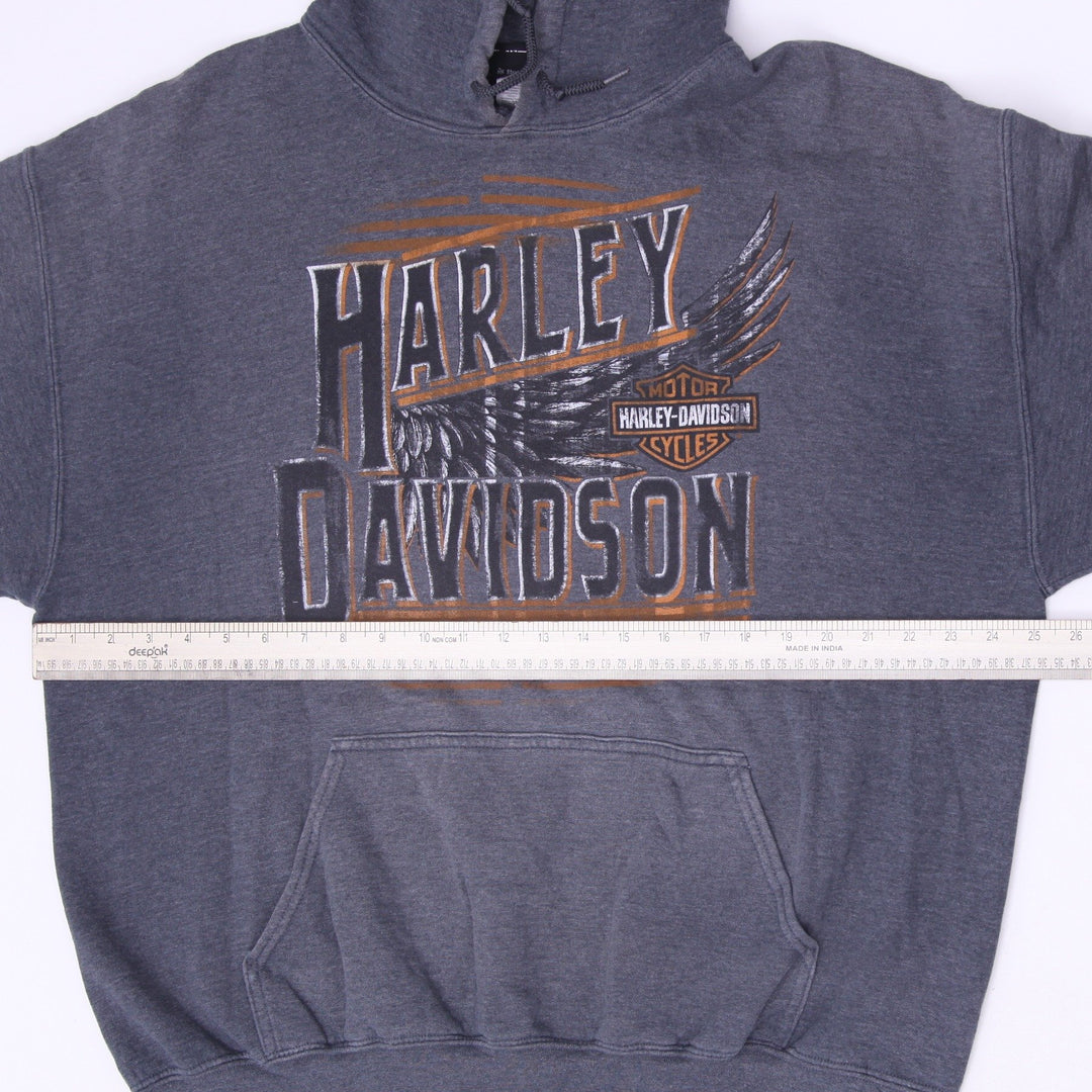 Mens Harley-Davidson Graphic Pullover Hoodie Charcoal Grey Size XL
