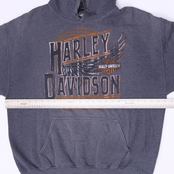 Mens Harley-Davidson Graphic Pullover Hoodie Charcoal Grey Size XL