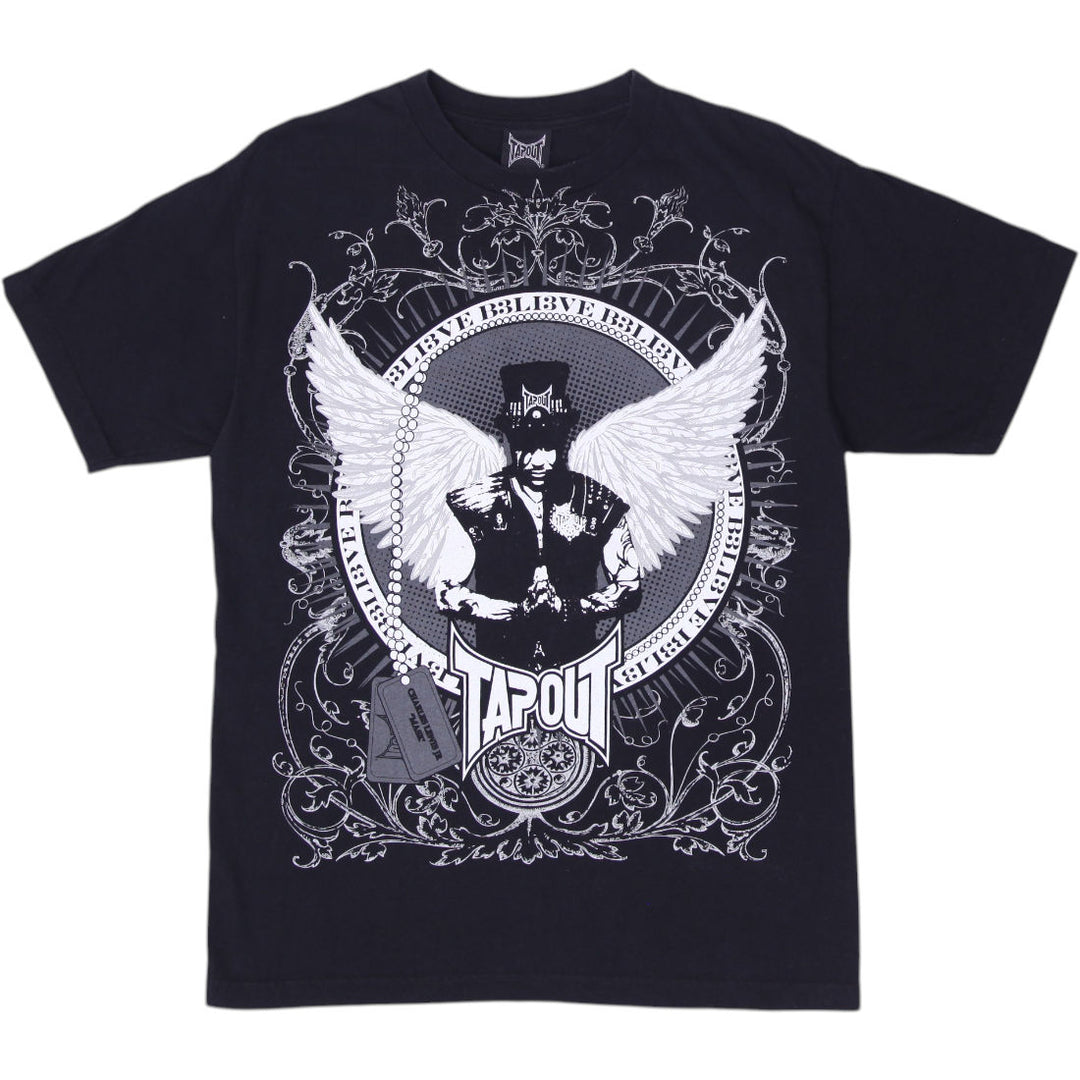Y2K Mens Tapout Charles Lewis Jr Believe Angel Wings UFC T-Shirt Size M | Migration_T-Shirts | Fashion Rerun