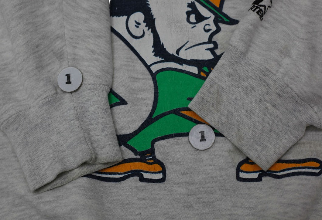 Vintage Gray Notre Dame Fighting Irish Crewneck Sweatshirt Size L | Migration_Sweatshirt - Detail View | Fashion Rerun