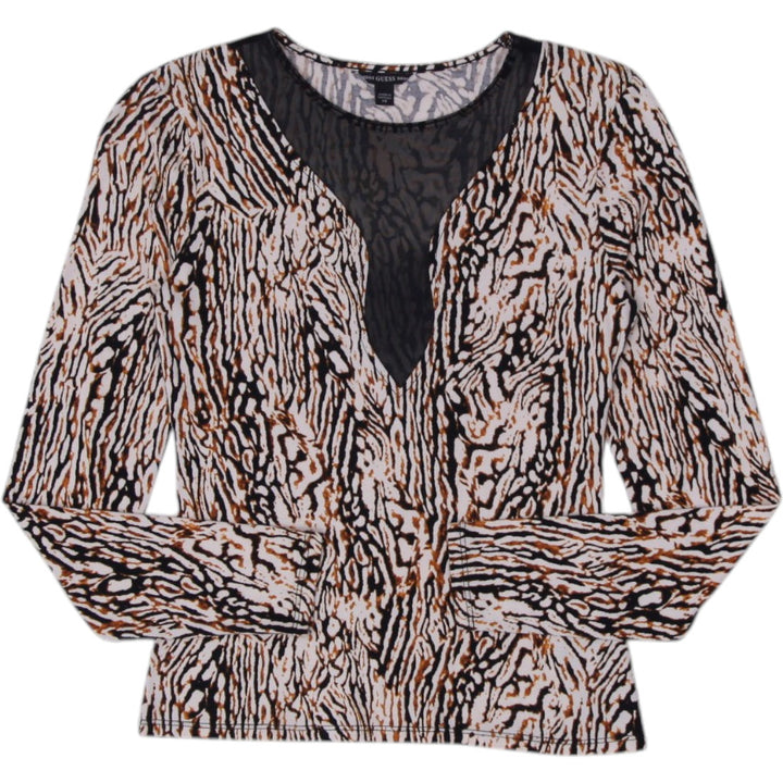 Y2K Ladies Guess Animal Print Long Sleeve Multi Color Top | Migration_Y2K Tops | Fashion Rerun